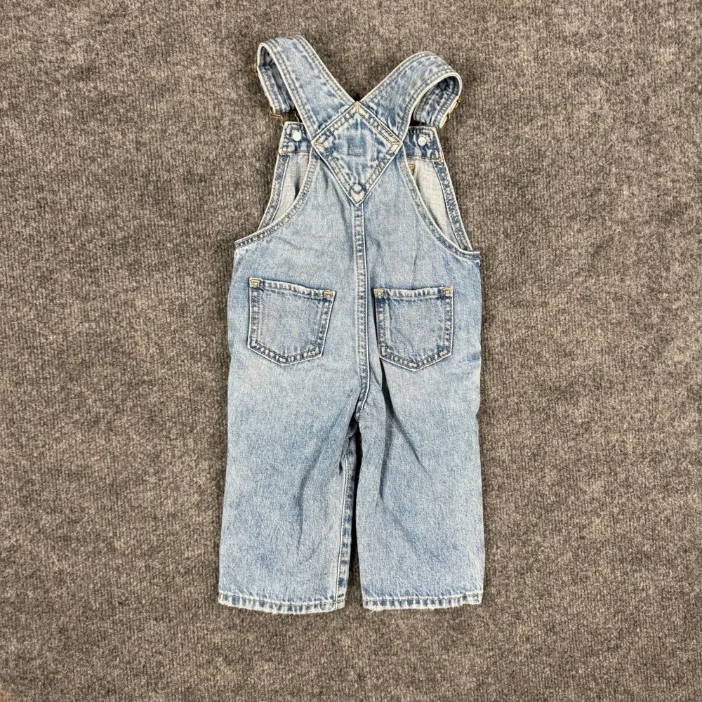 Baby Gap Overalls Toddler Size 12-18 Months Blue Distressed Cotton Denim Bibs